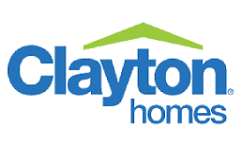 Clayton Homes logo with blue text and green roof graphic.