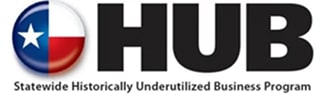 Texas HUB logo with state flag and program name.